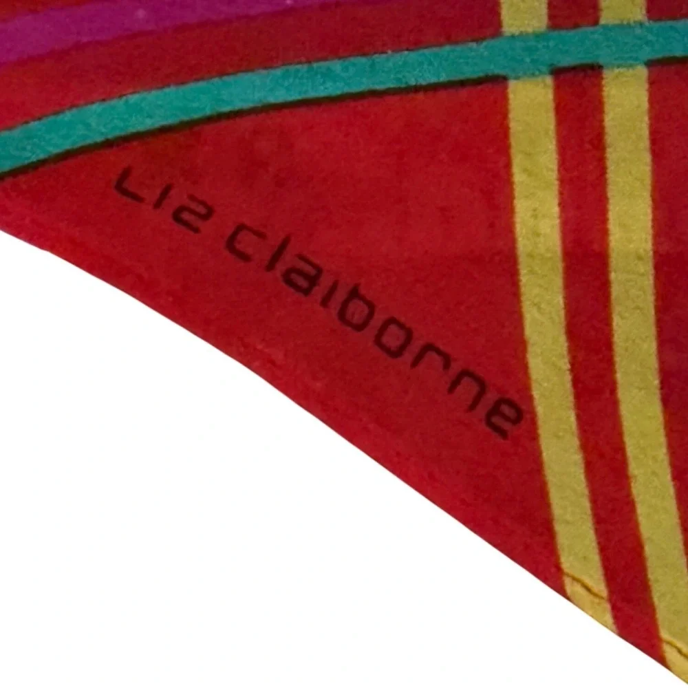 Liz Claiborne Vintage Plaid Skinny Scarf Womens OS Multi Color Silk Feel Size OS